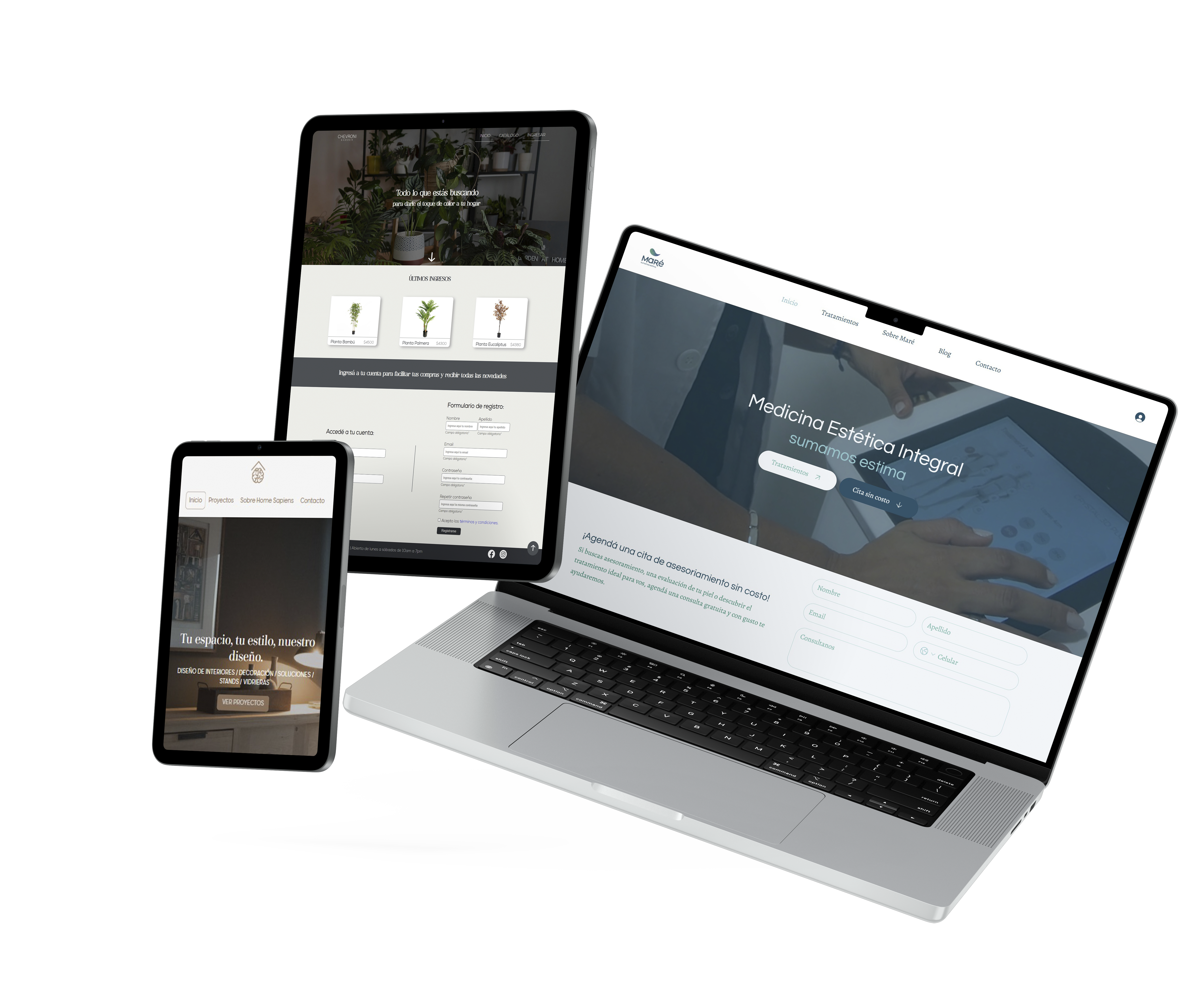 Mockup de webs creadas por enne.